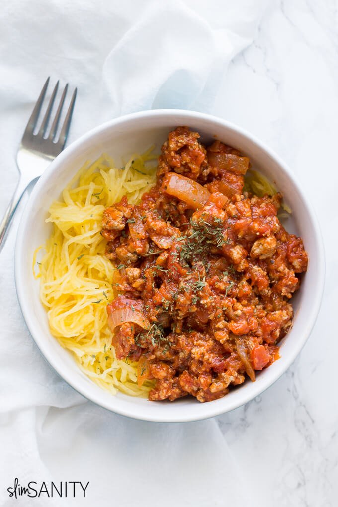 5 ingredient spaghetti squash with pasta sauce 2
