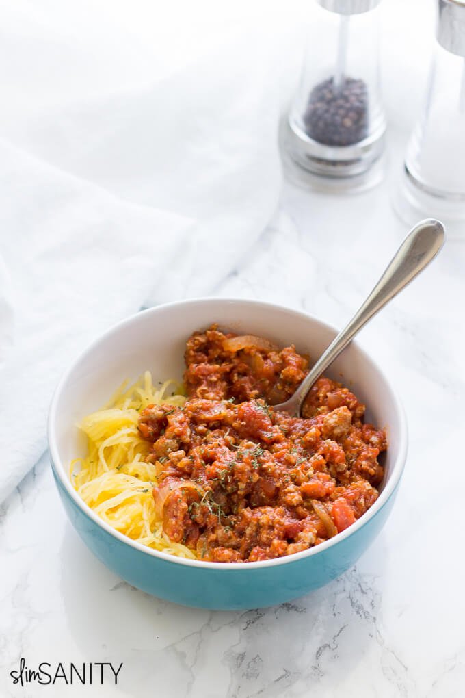 5 ingredient spaghetti squash with pasta sauce 3