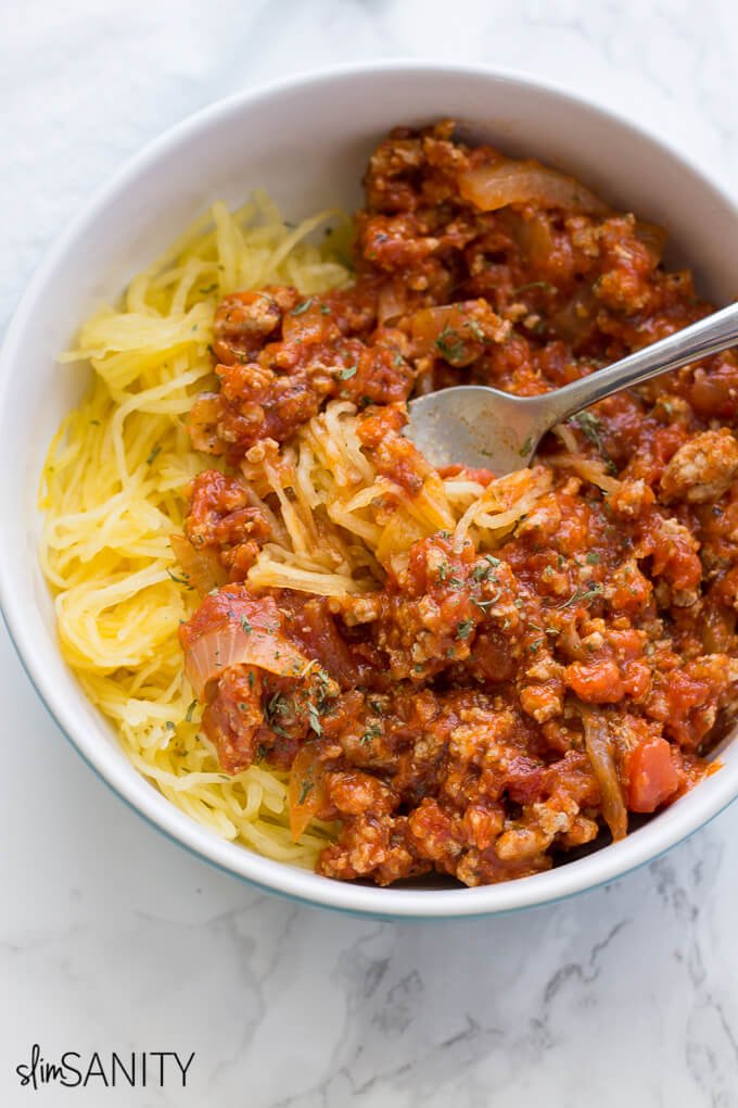 5 ingredient spaghetti squash with pasta sauce 4