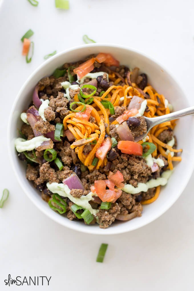 Sweet Potato Noodle Taco Bowls 7