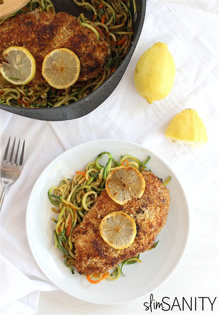 almond crusted chicken with lemony zucchini noodles 2 1