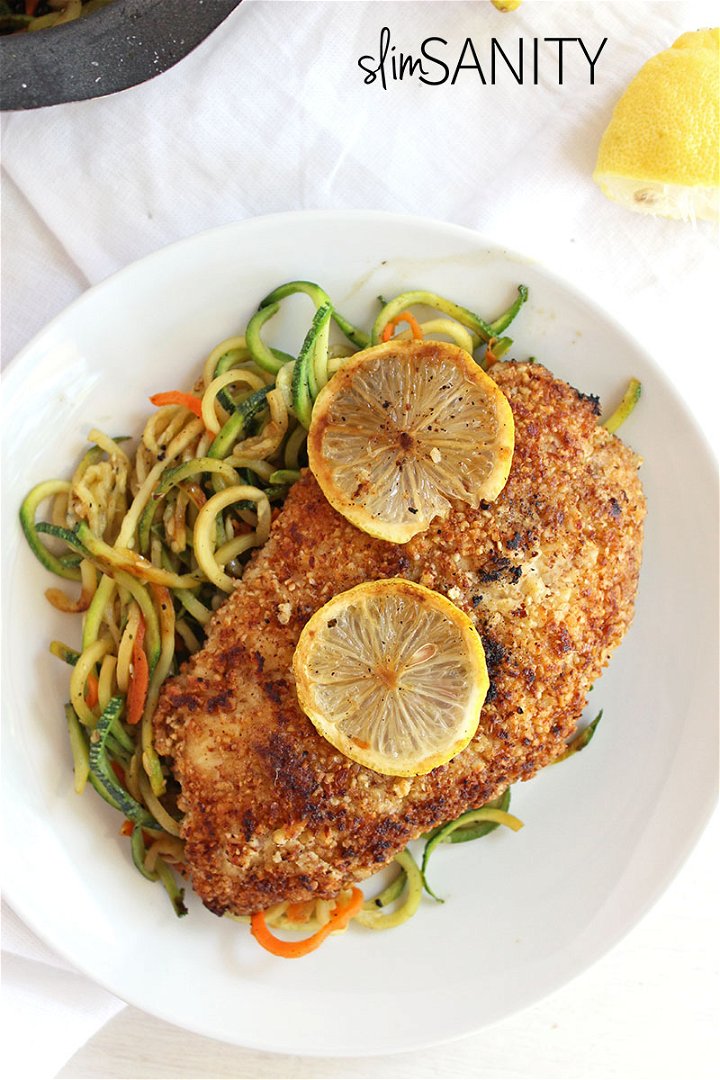 almond crusted chicken with lemony zucchini noodles 4 1